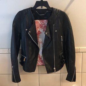 New Barbara Bui 100% lambskin leather crop corset bomber motorcycle moto jacket